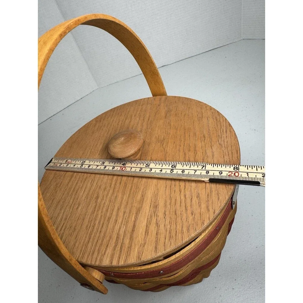 Longaberger Christmas Collection 1994 Jingle Bell Basket with Lid Red Accents